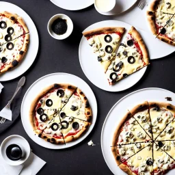 pizza with white chocolate, black table