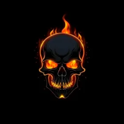 minimalistic burning skull flame cyberpunk logo