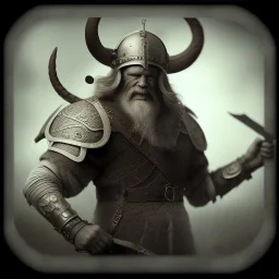 A viking with muscles and sharp swords, scary, steam punk, realistic, made in octane, cinematic, ultra-realistic, extremely detailed octane rendering, 8K, VRAY Super Real ar 2:3, dof photorealistic futuristic 50mm lens hard lighting dark gray tintype photograph, realistic lighting, sepia color