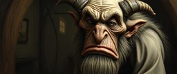 amish sad troll lurks here.., painted by Rembrandt, Escher and Giger