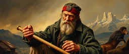 master oil painting by Rembrandt, klondyke gold digger