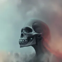 abstract photographic camera mixed with skull in dirty style. fog and smoke in atmosphere. bokeh, lens flare. Dark mood. Dripping paint. oil on canvas, mixed media, high detailed.