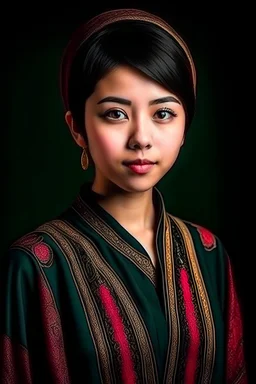 Asian girl with short hair in Arabic clothes
