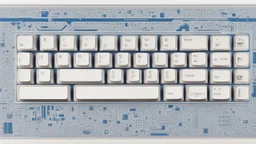The image closely depicts a computer keyboard secured with a complex digital lock. The blue and white colors reflect the technological and security aspects of the subject. As an expression of digital protection and a focus on security in the era of digital communication, this image represents the balance between technology and personal safeguarding.