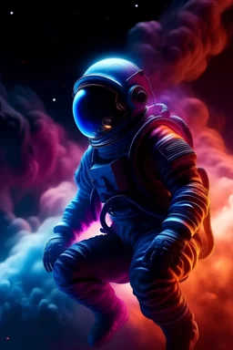 masterpiece, Midjourney style, astronaut floating in galaxy background, neon, luminiscent, lit, clouds, smoke, Cinematic quality, 8k, --ar 1:1 --q 2 --niji 5