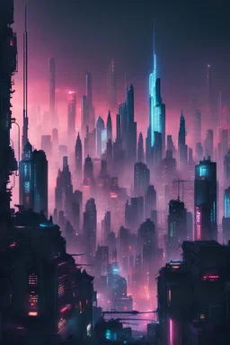 Cyberpunk city skyline