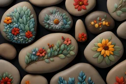 Experience the beauty of nature through the intricate details of hand-painted stones, ranging in size from small pebbles to large boulders