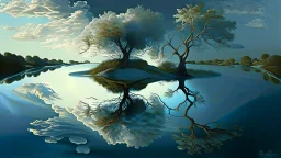 The water of the river, clear and pure, flowed incessantly, mirror of the cloudy sky and confidant of the tree that observed it from the shore.