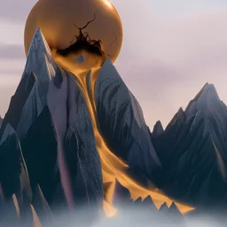the broken sun melts down the mountain