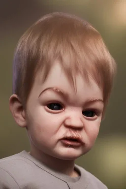 Dahmer toddler, full body, angry, bokeh, hyper realistic