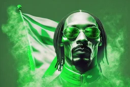 Snoop Dogg from the matrix, green flag with white star