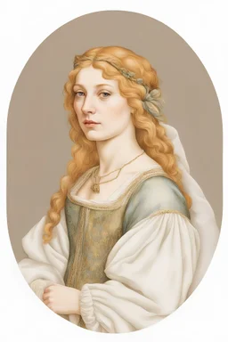 portrait of a renaissance renaissance woman botticelli style on a white background