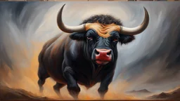 dangerous bull oil painting