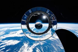 orbital mirrors or reflective shields in space to deflect sunlight and manage global temperatures. manipulating the energy balance of the entire planet style of dali