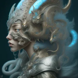 sango fantasy, fantasy magic, intricate, sharp focus, illustration, highly detailed, digital painting, concept art, matte, artgerm and paul lewin and kehinde wiley, masterpiece silver tiger head bronze Asian African nice breast Afo girl turquoise snow waves