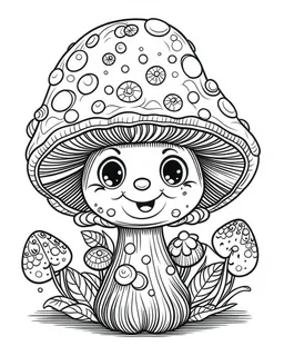 Coloring page with funny mushroom