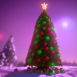 christmas tree made out of candy, 4k, 8k, highly detailed, cinematic, ultra photorealistic, ultra realistic, volumetric lighting