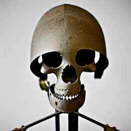 headgear, big clamps, attached to head, skeletal, mechanical