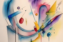 Abstract watercolour art in the style of Kandinsky. sketchy pencil outlines