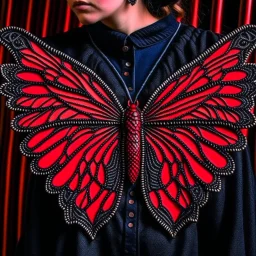 metal gothic red moth wings