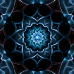 Mesmerizing abstract visual, 3d recursive Symmetrical structure of flowing translucent shapes, centered, soft aesthetic, negetive space.galaxsy background