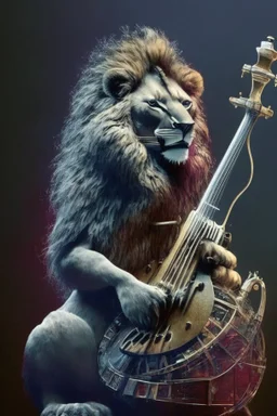 Lion with musical instruments