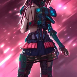 Anime girl, cute, cyberpunk, samurai armor, 8k