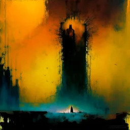 Macabre Rapture End of days Revelation scene, loose brush stroke matte oil painting, sinner apotheosis, By John Lovett and Zdzislaw Beksinski and VS Gaitonde, diagonal composition, unbalanced, surreal horror, warm colors, eerie, scary warm colors, opulent shadows, by Colin McCahon