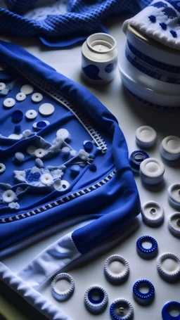 sewing aesthetics, blue, white