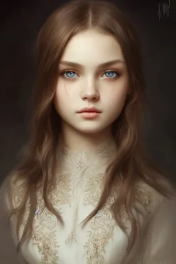 intricate, elegant, sharp focus, illustration, detailed eyes, digital painting, concept art, matte, art by wlop and artgerm and ivan shishkin and andrey shishkin, masterpiece, young and cute ukrainian girl, adorable, round face