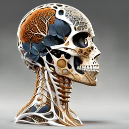 3D rendering of Expressively detailed and intricate of a hyperrealistic “human anatomy”: side view, scientific, single object, glossy white, shinning gold, vines, tribalism, black background, shamanism, cosmic fractals, octane render, 8k post-production, detailled metalic bones, dendritic, artstation: award-winning: professional portrait: atmospheric: commanding: fantastical: clarity: 16k: ultra quality: striking: brilliance: stunning colors: amazing depth