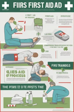 **Content Art:** Create a series of illustrations showing the step-by-step process of common first aid procedures. Use bold, clear visuals to highlight the importance of each step. Accompany these with short, persuasive captions that stress the potential impact of these skills. **Appearance:** content art ideas that encapsulate the themes; "importance of First Aid training, safety and protection of women and individuals with disabilities or special challenges, and awareness against placement / i