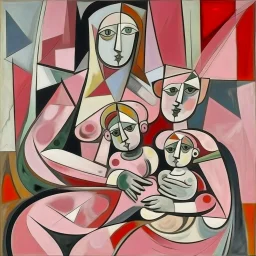 picasso cubism pink woman and child in middel