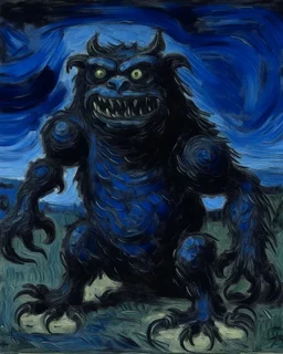 A dark blue monster painted by Claude Monet