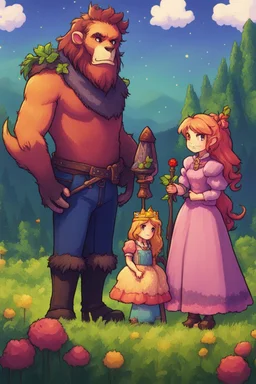 The beast and the princess, stardew, valley style