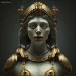 a greek marmor statue of athena, steam punk, scary, horror, realistic, made in octane, cinematic, movie, CGI, ultra-realistic, extremely detailed octane rendering, 8K, VRAY Super Real ar 2:3, dof photorealistic futuristic 50mm lens hard lighting dark gray tintype photograph, realistic lighting, sephia colors