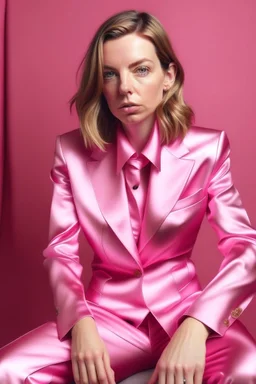 sex woman in pink satin suit