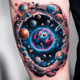 Multiverse in a Tattoo, floating in the calaxy