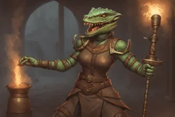 female argonian artificer who uses Tesla coils as weapons