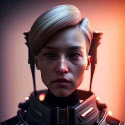 Blonde, military Woman, short hair, army, cyberpunk, neon, highly detailed, art stations, concept art, smooth, unreal engine 5, god rays, ray tracing, RTX, lumen lighting, ultra detail, volumetric lighting, 3d, finely drawn, high definition, high resolution, gradient background