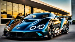 A sleek (((a fusion of bentley and koenigsegg jesko))), its glossy shell reflecting the (((bright sun))), cutting through a (((clear bright blue morning sky)))