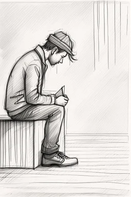 A lonely figure, their sketches reflecting the sadness of their heart.