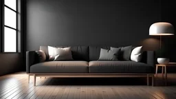 modern living room with sofa. scandinavian interior design furniture. 3d illustration