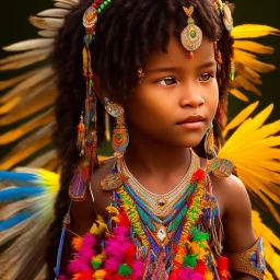 bright brazilian indigenous child, light, luminous