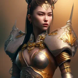 portrait of a warrior with japanese godddes beautiful girl themed armour, extremely detailed, UHD, 8k,The close-up camera effect,sharp focus, perfect position,hyperphotorealistic, unreal engine 5, octane render