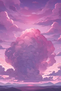Pink sunset with clouds without people