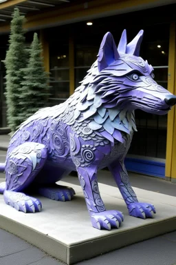 A purple ice elemental wolf designed in Bayeux tapestry painted by Diego Rivera