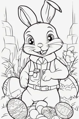 easter bunny coloring page for toddlers pixar style