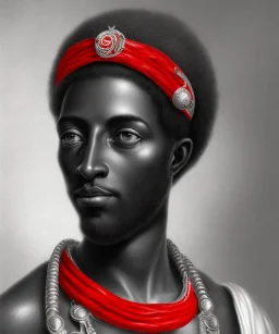 Negro Felipe, african slave, red uniform, red headband