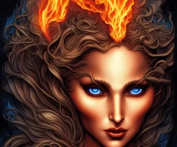 Four doll divine representing each one the four elements: Fire: Earth: Air: Water. Mark Brooks and Dan Mumford, comic book art. Detailed photograph. Insanely intricate face, hair lashes. Fantasy art album cover HD resolution